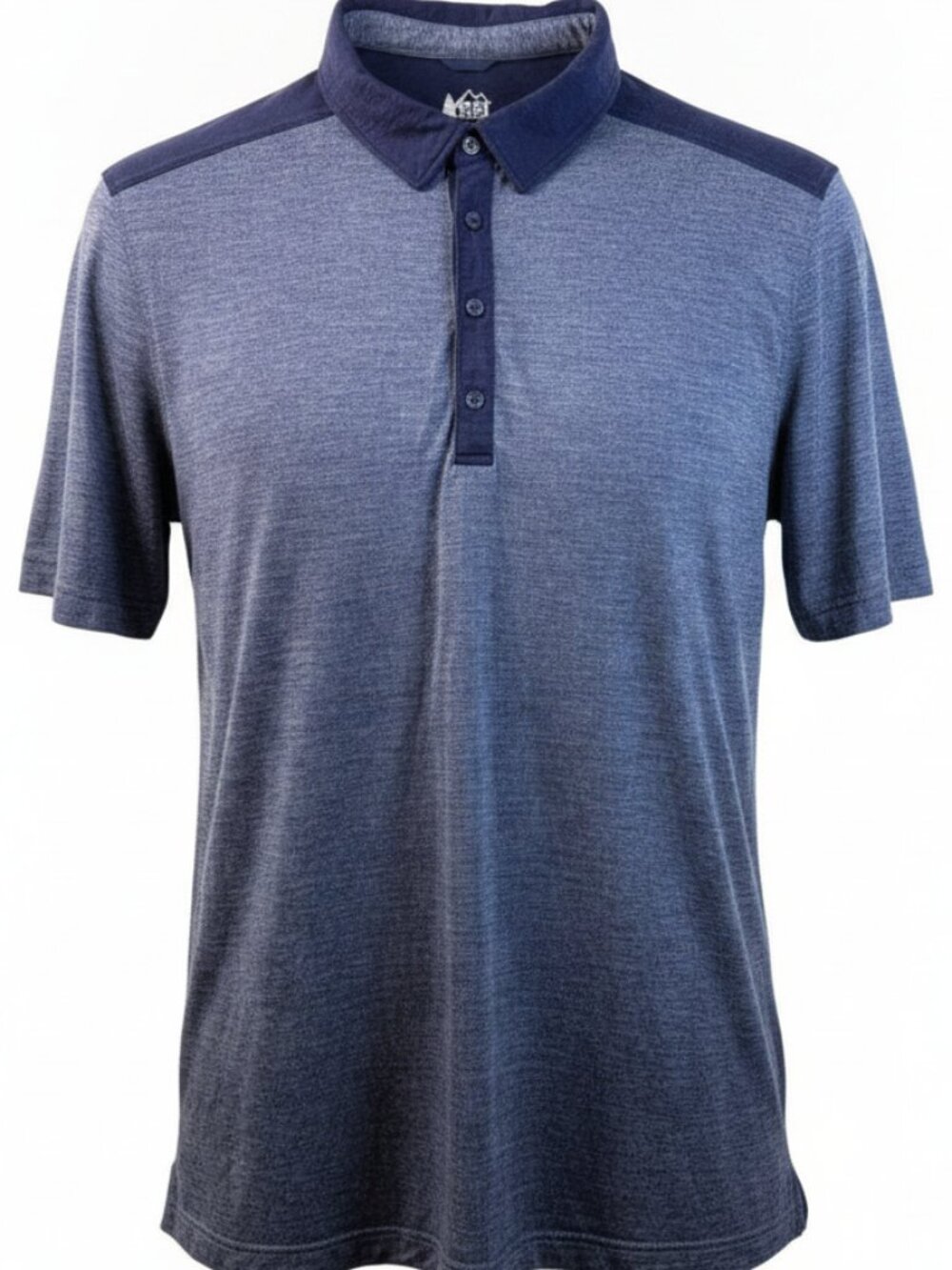 REI Co-op Men's Two-Tone Blue Heathered Short Sleeve Polo Shirt Size XL